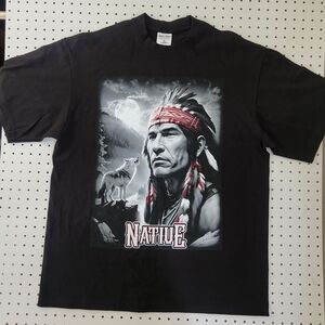 Shaka Wear Native American Wolf Moon Heavyweight Streetwear T-Shirt Black XL